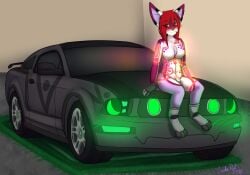 1futa ambiguous_gender animal_genitalia anthro anthro_only big_ears bio_mechanical bioluminescence blush blush_lines blushing_profusely breasts car claws cute_fangs cybernetics dire_car dire_machine dire_vehicle domestic_cat duo fangs felid feline felis female fod ford ford_mustang futa_only futanari genitals glowing glowing_blush glowing_eyes green_eyes green_highlights grey_body grin hair headlight headlight_eyes headlights highlights_(coloring) intersex intersex/ambiguous intersex/female living_car living_machine living_vehicle looking_at_another looking_at_partner love machine mammal markings mechaphilia_(artist) mystral_(mechaphillia) on_top red_hair romantic romantic_ambiance romantic_couple sacharel sheath sitting sitting_on sitting_on_another smile solo submissive teeth toe_claws vehicle