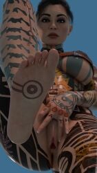 3d feet gitgudx jack_(mass_effect) tagme tattoo