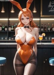 1girls 2d ai_generated ass athletic athletic_female bare_shoulders belly big_ass big_breasts breasts bunny_ears bunny_girl bunnysuit cleavage clothing curvy curvy_figure cute cute_face detailed eyelashes eyeshadow female female_only fit fit_female focus ginger ginger_hair high_quality huge_breasts large_breasts legs light-skinned_female light_skin lips lipstick long_hair looking_at_viewer makeup mascara mature midriff nami_(one_piece) nero100 one_piece orange_eyes orange_hair pale-skinned_female pale_skin playboy_bunny posing post-timeskip sagging_breasts seductive seductive_look sitting stable_diffusion tagme thick_ass thick_butt thick_thighs thighs wide_hips