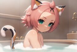 ai_generated bath cat_ears catgirl diona_(genshin_impact) genshin_impact pink_hair