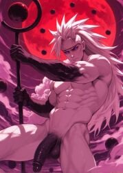 1boy abs bara blue_eyes closed_mouth clothing colored_skin completely_nude demon_boy dragon_ball erection feet_out_of_frame flaccid full_moon high_resolution holding holding_object holding_weapon horns large_pectorals large_penis long_hair looking_at_viewer male male_focus male_only male_pubic_hair moon muscle muscular_male naruto naruto_shippuden navel night nipples nude outdoors pectorals penis pubic_hair purple_eyes red_moon red_skin sky smile solo soobo94 staff standing stomach sword testicles thick_thighs thighs uchiha_madara uncensored veins veiny_penis weapon white_hair