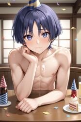 ai_generated birthday genshin_impact naked scaramouche_(genshin_impact) solo_male wanderer_(genshin_impact)