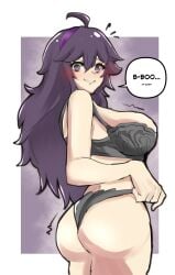 1340smile 1girls ass breasts curvy curvy_female embarrassed hex_maniac lingerie long_hair pokemon shivering