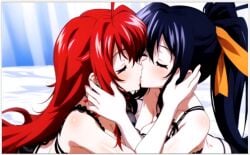 2girls ai_generated akeno_himejima flirting girl_on_girl high_school_dxd kissing lesbian_couple lesbian_kiss lesbian_sex lovers rias_gremory yuri yuri yuri