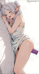 1girl ai_generated bed dildo dildo_insertion elf elf_ears elf_female elf_girl female female_focus female_only frieren frieren_beyond_journey's_end lying_on_bed lying_on_stomach musk_clouds on_bed on_belly on_stomach sex_toy sex_toy_insertion solo solo_female solo_focus sousou_no_frieren sweat sweatdrop sweating sweaty sweaty_ass sweaty_body sweaty_butt tongue tongue_out yasosenpai