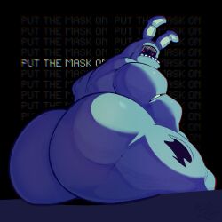 2025 absurd_res animatronic anthro ass barazoku beetleartz big_butt big_muscles black_background bubble_butt english_text five_nights_at_freddy's five_nights_at_freddy's_2 glowing glowing_eyes hi_res huge_butt huge_muscles huge_thighs lagomorph leporid looking_at_viewer looking_back looking_back_at_viewer low-angle_view machine male mammal muscular muscular_anthro muscular_male nude presenting presenting_hindquarters rabbit rear_view robot scottgames simple_background sitting solo teeth text thick_arms thick_thighs wire withered_bonnie_(fnaf)