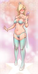 blonde_hair bra breasts female female_only high_heels human mario_(series) nintendo panties princess_rosalina solo stockings super_mario_galaxy zepht7