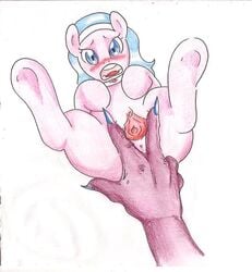 aloe_(mlp) blue_eyes blue_hair blush earth_pony equine female feral fingers forced friendship_is_magic fur hair hooves horse mammal my_little_pony open_mouth pink_fur plain_background pony pussy rape spread_legs spread_pussy spreading themasterdramon white_background