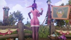 1girls 3d big_ass big_breasts blizzard_entertainment bunny_ears easter female female_only huge_breasts morilymory night_elf noblegarden nude original_character pinup purple_hair purple_skin raelisenna_nightdream solo stockings thick_thighs voluptuous voluptuous_female warcraft wide_hips world_of_warcraft