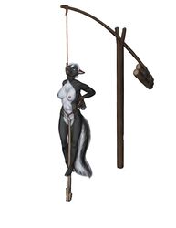 anthro_only arms_behind_back asphyxiation bondage bound female furry furry_only hanged impalement mammal nipples noose nude rimefox skunk snuff straight_hair