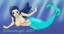 1girls estevangel female mermaid mermay ningyo nude original solo underwater
