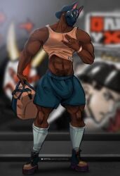 2d 2d_(artwork) baseball_cap black_male boots bulge color dark-skinned_male dark_skin drift_(fortnite) fortnite fortnite:_battle_royale gold_jewelry graffiti graffiti_on_wall illustration piercing pubes solo_male street tattoo vikifox_(artist)