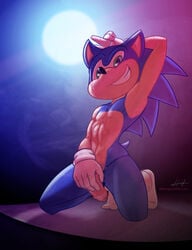 banana_hammock green_eyes hedgehog hithog looking_at_viewer male male_only nude penis sega smile socks solo sonic_(series) sonic_the_hedgehog sweat teeth uncut