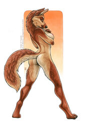 2014 anthro black_nose breasts canine female foxjump fur furry german_shepherd kirsten_odessa looking_at_viewer mammal nipples nude pussy shinigamigirl solo spread_legs spreading standing