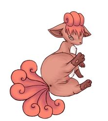 anus canine color female female_only feral fox fur furreon furry furry_only furry_tail lying mammal multiple_tails nintendo nudity pokemon pokemon_(species) pussy solo tail video_games vulpix vulva white_background