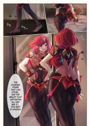 1girls ass big_ass big_breasts brainwashing breasts colored corruption doujinshi enemy_conversion evil_pyra evil_smile evil_spirit female female_only hyoui_lover mind_control monolith_soft nintendo possession pyra pyra_(xenoblade) red_hair smile smiling spirit super_smash_bros. tagme text text_bubble xenoblade_(series) xenoblade_chronicles_2