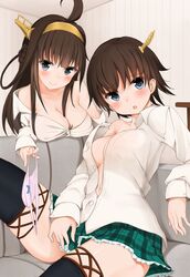 2girls hiei_(kantai_collection) kantai_collection kongou_(kantai_collection) multiple_girls personification ratsuku_kinoko