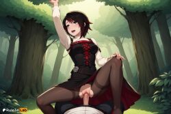1boy 1boy1girl 1girls ai_generated arm_up artist_name belt black_dress black_hair black_pantyhose blush breasts clothed_sex cowgirl_position day dress erection female forest gradient_hair grey_eyes hi_res long_sleeves male medium_breasts multicolored_hair nature no_panties open_mouth outdoors pantyhose patreon_username penis pov pussy red_hair ruby_rose rule34lab rwby sex shirt short_hair smile solo_focus spread_legs squatting_cowgirl_position straddling straight thighband_pantyhose torn_clothes torn_pantyhose tree two-tone_hair uncensored vaginal_penetration vaginal_sex watermark white_shirt