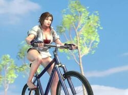 3d animated ass barefoot batesz bottomless breasts brown_hair cleavage clouds dildo dildo_bike feet female female_only kazama_asuka masturbation no_panties no_sound short_hair solo source_filmmaker tekken video