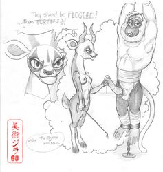 anthro artzilla60 bondage fur furry kung_fu_panda master_monkey ming monochrome penis tagme