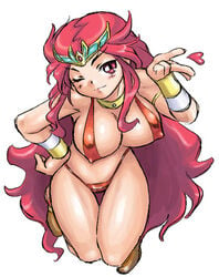 1girls breath_of_fire breath_of_fire_ii heart large_breasts one_eye_closed sana shaman string_bikini swimsuit tagme wink winking_at_viewer