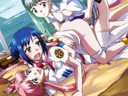 aika_granzchesta_(aria) akari_mizunashi_(aria) alice_carroll_(aria) aria_(series) clothing female_only human human_only multiple_girls no_visible_genitalia panties stockings strap-on tagme yuri