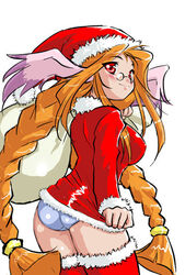 braid breath_of_fire breath_of_fire_iii clothing dr.p glasses hat momo_(breath_of_fire) panties santa_costume santa_hat stockings thighhighs underwear