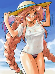 bikini breath_of_fire breath_of_fire_iii clothing female glasses momo_(breath_of_fire) solo swimsuit