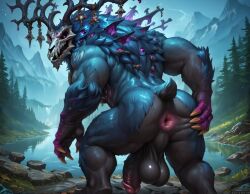 1boy abs ai_generated anthro anus ass ass_focus back back_muscles balls bara bear big_ass big_balls big_muscles big_nipples big_pecs big_penis blue_fur booster_rex daddy demon dilf erect_nipples erection gay hair huge_balls huge_cock huge_muscles huge_nipples huge_pecs hunk league_of_legends male male_only musclegut muscular muscular_anthro muscular_male navel nipples nude penis polar_bear pubic_hair skull_head solo ursid volibear