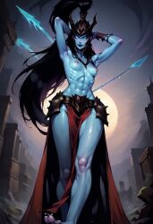 ai_generated blush bytor680 civitai female ghost ghost_girl kalista league_of_legends looking_at_viewer topless video_games