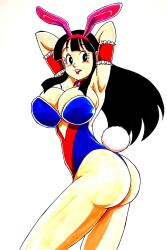 area5169458561 armband arms_up ass big_ass breasts bunny_ears chichi dragon_ball dragon_ball_z female huge_breasts leotard playboy_bunny top_heavy traditional_media_(artwork)