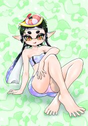 1girls alternate_costume barefoot breasts callie_(splatoon) callie_(summer_nights) cleavage hair_ornament koharuno2 looking_at_viewer no_shoes official_alternate_costume panties pink_panties pointy_ears sitting_on_floor skirt solo solo_female solo_focus splatfest splatoon splatoon_(series) splatoon_3 summer_nights_splatfest tentacle tentacle_hair tongue tongue_out underwear