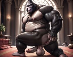 1boy abs ai_generated anthro anus ass ass_focus balls bara big_ass big_balls big_belly big_daddy_(sing) big_muscles big_nipples big_pecs big_penis black_fur booster_rex chain_necklace chest_hair daddy dilf erect_nipples fat fat_man gay gorilla hair hairy hairy_male haplorhine happy_trail huge_balls huge_cock huge_muscles huge_nipples huge_pecs hunk male male_only muscular muscular_anthro muscular_male navel nipples nude penis primate pubic_hair sing_(movie) solo sweat topless_male