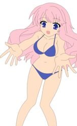 baka_to_test_to_shoukanjuu bikini blue_eyes breasts busty covered_nipples female hair_ornament hairclip hi_res high_resolution highres himeji_mizuki legs long_hair navel photoshop pink_hair smile solo swimsuit thighs vector_trace