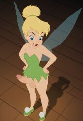 1futa abs ai_generated ass balls big_ass big_penis blonde_hair blue_eyes breasts curvy dickgirl disney fairy fairy_wings futanari penis peter_pan_(disney) solo solo_futa thighs tinker_bell wings