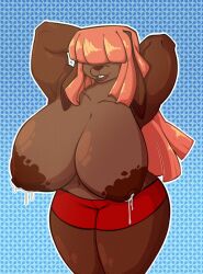 big_breasts bobabunnibeans breasts character_request cleavage female furry huge_breasts nipples tagme thick_thighs topless wide_hips