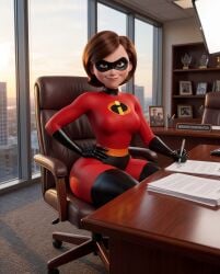 ai_generated big_ass bodysuit brunette brunette_female brunette_hair confident contract deal elastigirl eye_contact facility female female_only hallway hands_on_hips helen_parr high_heels infiltration latex mask masked_female meeting_room milf office office_chair posing posing_for_the_viewer round_ass sexy sexy_body sexy_waist signing_contract sitting smug smug_face smug_grin spy stealth superhero superheroine the_incredibles thick thick_ass thick_thighs tight_clothes tight_clothing tight_fit