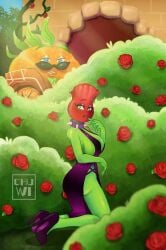 1boy 1boy1girl 1girls ass breasts citron_(pvz) clothed crocs female female flora_fauna fully_clothed milf plan plant_girl plant_humanoid plantie plants_vs_zombies rose_(pvz) the_chuwi