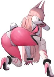 animal_ears ass ass_focus bodysuit bunny_ears bunny_tail collaboration game_cg goddess_of_victory:_nikke high_heels huge_ass huge_breasts large_breasts legs legs_apart leona_(nikke) leona_(zookeeper)_(nikke) long_hair official_art pink_hair plugsuit skin_tight tail thick_thighs thighs tight_clothing transparent_background