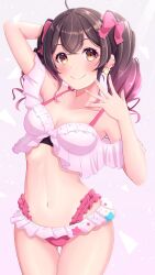 aku_tsukino d4dj ohnaruto_muni small_breasts swimsuit twintails