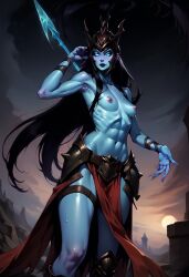 ai_generated blush bytor680 civitai female ghost ghost_girl kalista league_of_legends looking_at_viewer topless video_games