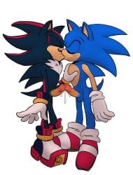 arborialrodent furry kissing male penis precum sega shadow_the_hedgehog sonadow sonic_(series) sonic_the_hedgehog yaoi