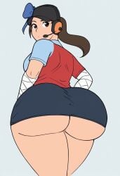 ai_generated ass_focus bandaged_arms bbw big_ass big_breasts clothed digital_media_(artwork) fat_ass female female_only femscout flat_colors headset hi_res huge_ass revealing_clothes skirt team_fortress_2 underass