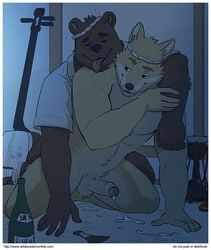 anthro artdecade balls bear cum fur furry gay male nude penis tongue tongue_out uncut