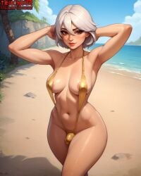 1futa ai_assisted ai_generated aphrodite_(fortnite) armpits arms_up beach bulge bulge_through_clothing cute dickgirl eyelashes flaccid flaccid_penis fortnite futa_only futa_sans_pussy futanari hand_on_head hourglass_figure looking_at_viewer makeup medium_breasts short_hair sling_bikini slingshot_swimsuit swimsuit swimwear thecoomjurer white_hair