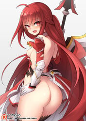 ass big_ass elesis_(elsword) elsword looking_back nude open_mouth red_eyes red_hair small_breasts waero