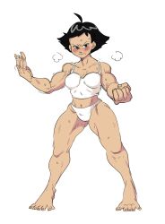 1girls 2024 5_fingers 5_toes athletic athletic_female black_eyes black_hair blush breasts capcom crop_top digital_drawing_(artwork) digital_media_(artwork) feet female female_focus female_only fit fit_female hi_res light-skinned_female light_skin looking_at_viewer makoto_(street_fighter) mhdrawin panties short_hair simple_background skimpy solo solo_focus street_fighter sweat sweatdrop thick_thighs toes underwear white_background white_crop_top white_panties