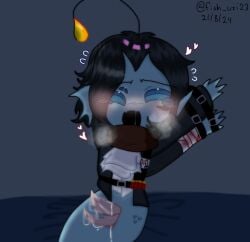 1boy 3_arms 3_eyes black_hair blue_eyes cum diphallia diphallism fish male merfolk merman multi_arm multi_eye multi_limb multi_penis penis pressure pressure_(roblox) roblox sebastian_solace