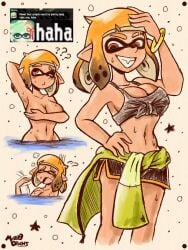 1girls agent_4_(splatoon) armpit_peek armpits black_bra black_sports_bra black_tank_top bra breasts cleavage covering covering_breasts dolphin_shorts eyes_closed in_water inkling inkling_girl jacket_around_waist looking_at_viewer marie_(octo_canyon) marie_(splatoon) marodraws navel nintendo one_eye_closed pointy_ears relaxing short_hair shorts solo solo_female solo_focus splatoon splatoon_(series) splatoon_2 splatoon_2:_octo_canyon sports_bra sweat sweating sweaty sweaty_body tentacle tentacle_hair tied_top