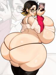 1girls character_request female female_only glasses human probablynoon rear_view tagme tagme_(character) twitter_link